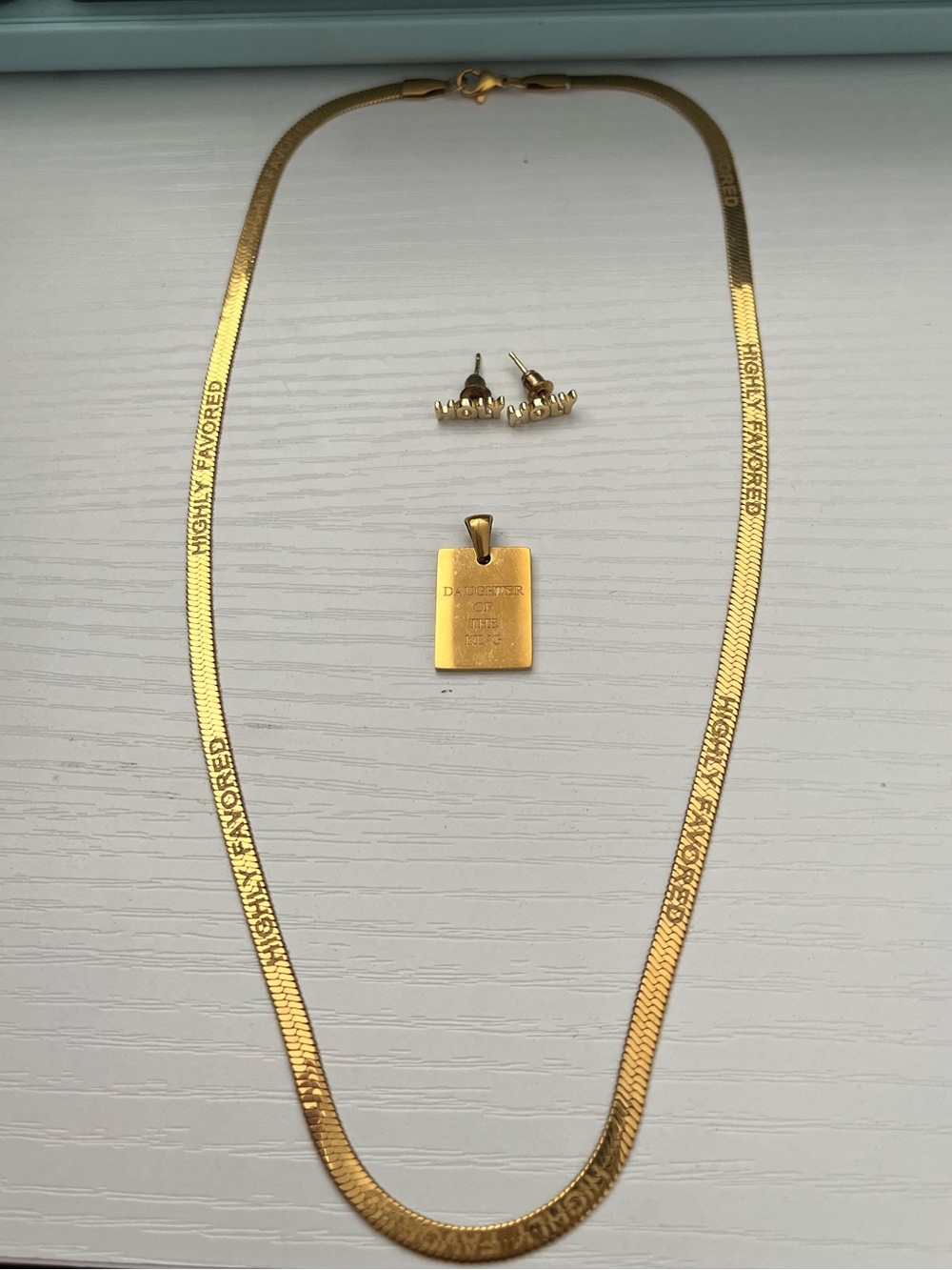 Gold-tone Necklace, Pendant & Stud Set